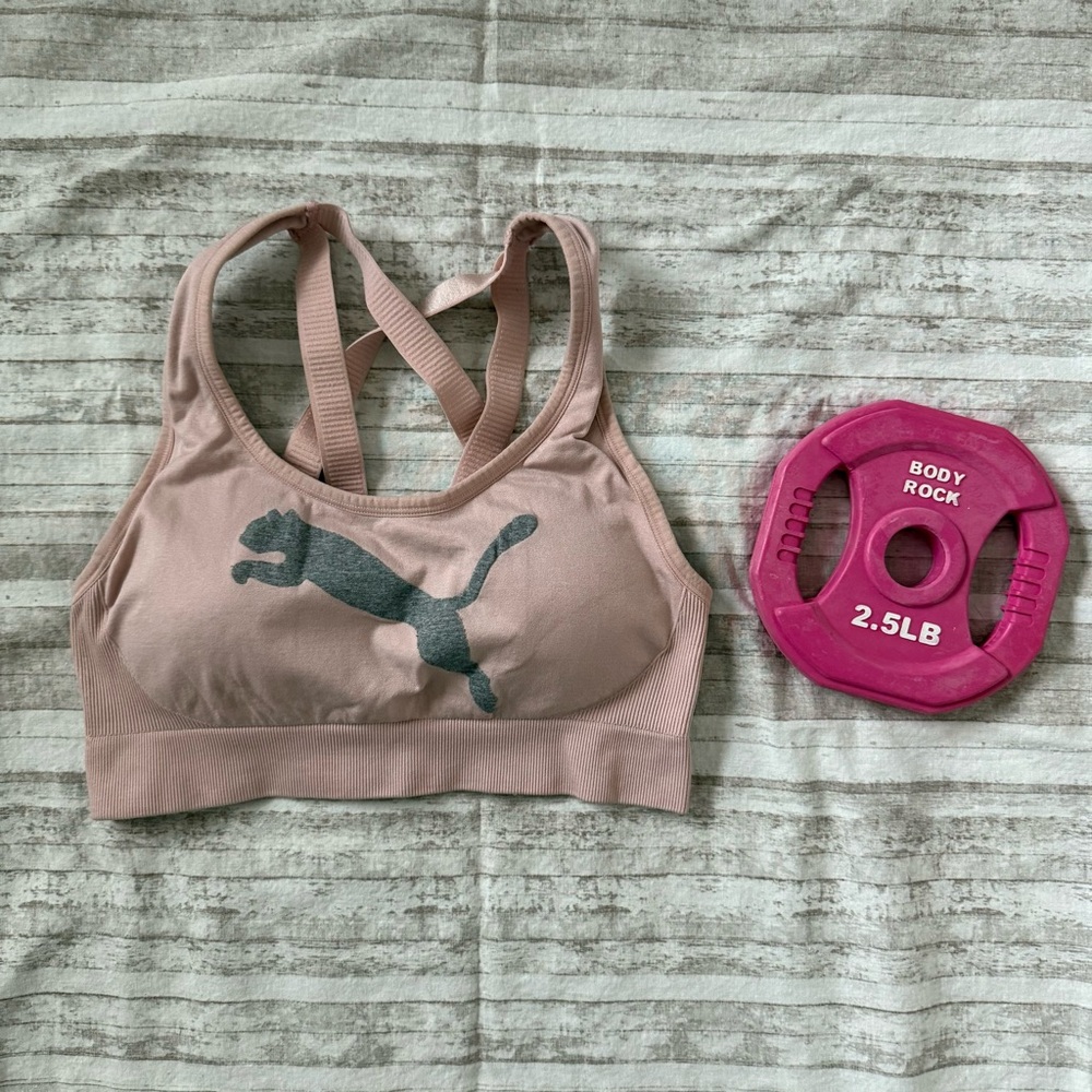 💪🏻 Puma Soft Pink / Heather Grey Medium Sport Bra